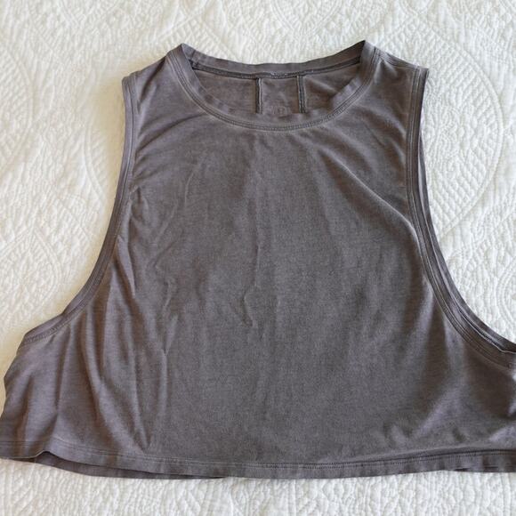 Athleta Black Racer Back Tank top and a Lululemon Gray/Brown Crop T shirt top - Picture 8 of 12